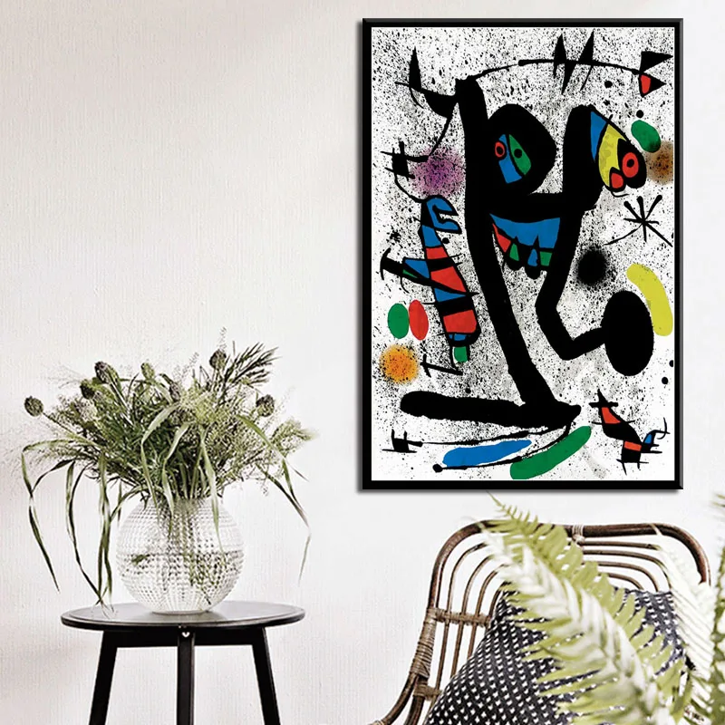 Joan Miro Современная художественная картина, абстрактная картина, Ретро Художественная живопись, Шелковый Холст, плакат, настенный домашний декор
