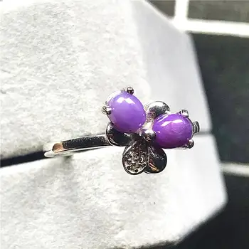 

6mm 100% Natural Purple Sugilite Ring Silver Sterling Jewelry For Woman Man Beads Crystal Flower Stone Adjustable Ring AAAAA