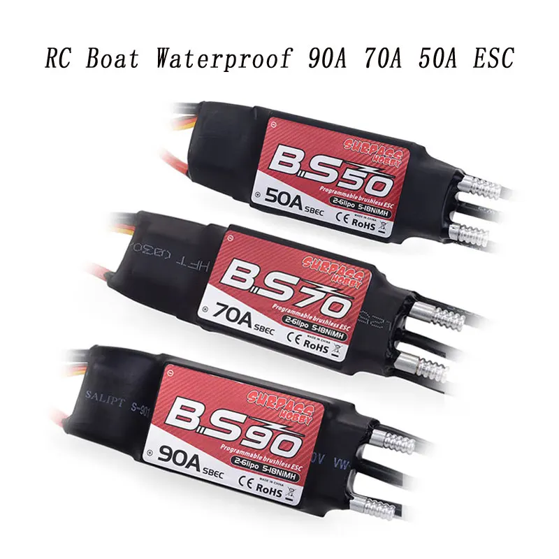 Бесщеточный Электрический контроллер скорости 50A 70A 90A RC лодки 2 6S Lipo BEC 5 В/5A ESC
