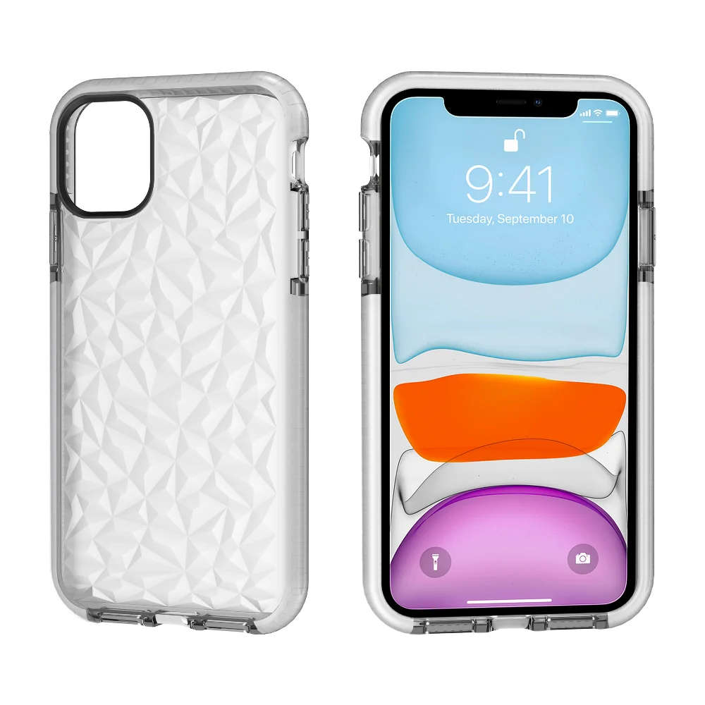 100 шт./лот прозрачный алмаз зерна ТПУ+ D30 высокого качества чехол для iPhone 6 7 8 X XS XR XS Max 6 7 8 plus 11 Pro максимальный чехол