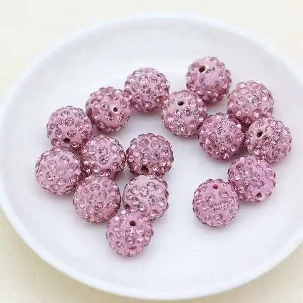 pink AAA Качество 50 шт 10 мм глина Кристалл Диско Шар Стразы Diy свободные бусины для изготовления браслета хрустальные бусины космические бусины Шамба - Цвет: pink