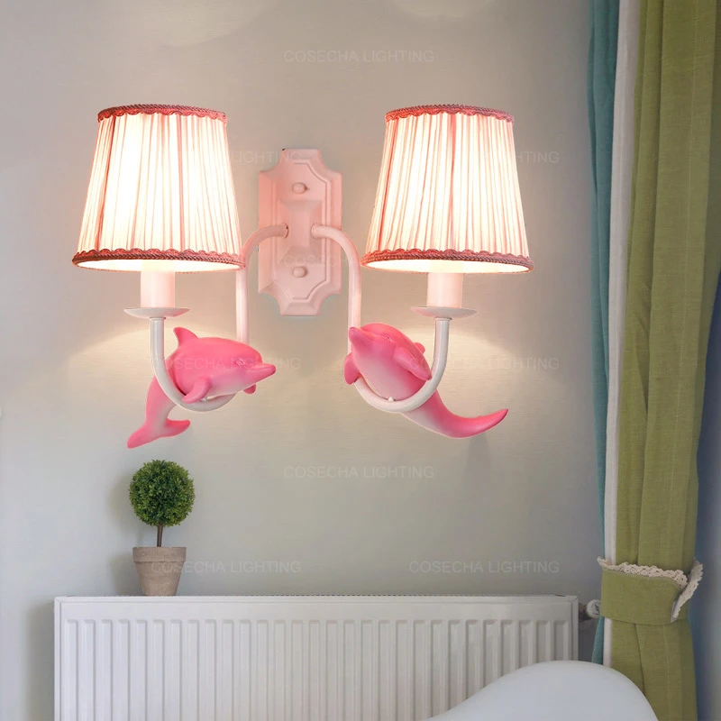 luces de pared rosadas con cortina de tela para habitacion de ninos lindas lamparas de pared azules para habitacion de bebes lamparas decorativas de