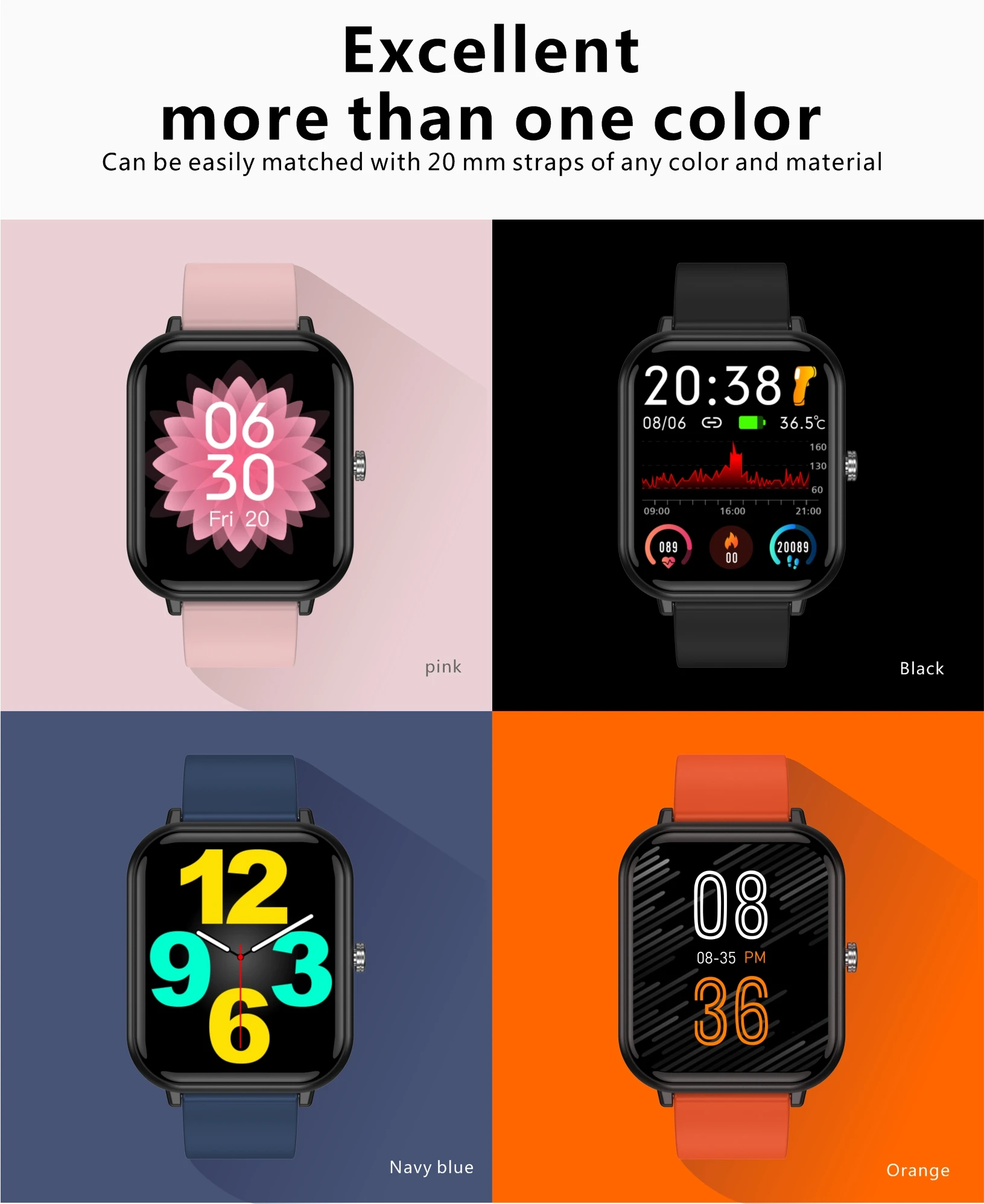 2021 Newest Smartwatch Body Temperature Detection Fitness Tracker Watches Bluetooth Weather Forecast IP68 Waterproof Smart Watch
