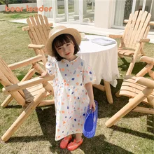 

Bear Leader Children's Dresses 2022 Summer Models Girls Sweet Geometric Pattern Princess Dresses Children's Clothing