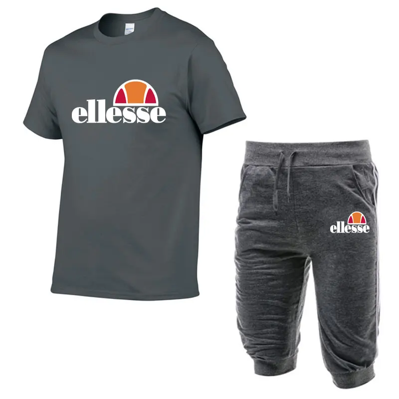 

2019 New Men Fashion Two Pieces Sets T Shirts+Shorts Suit Men Summer Tops Tees Fashion Tshirt High Quality men clothing