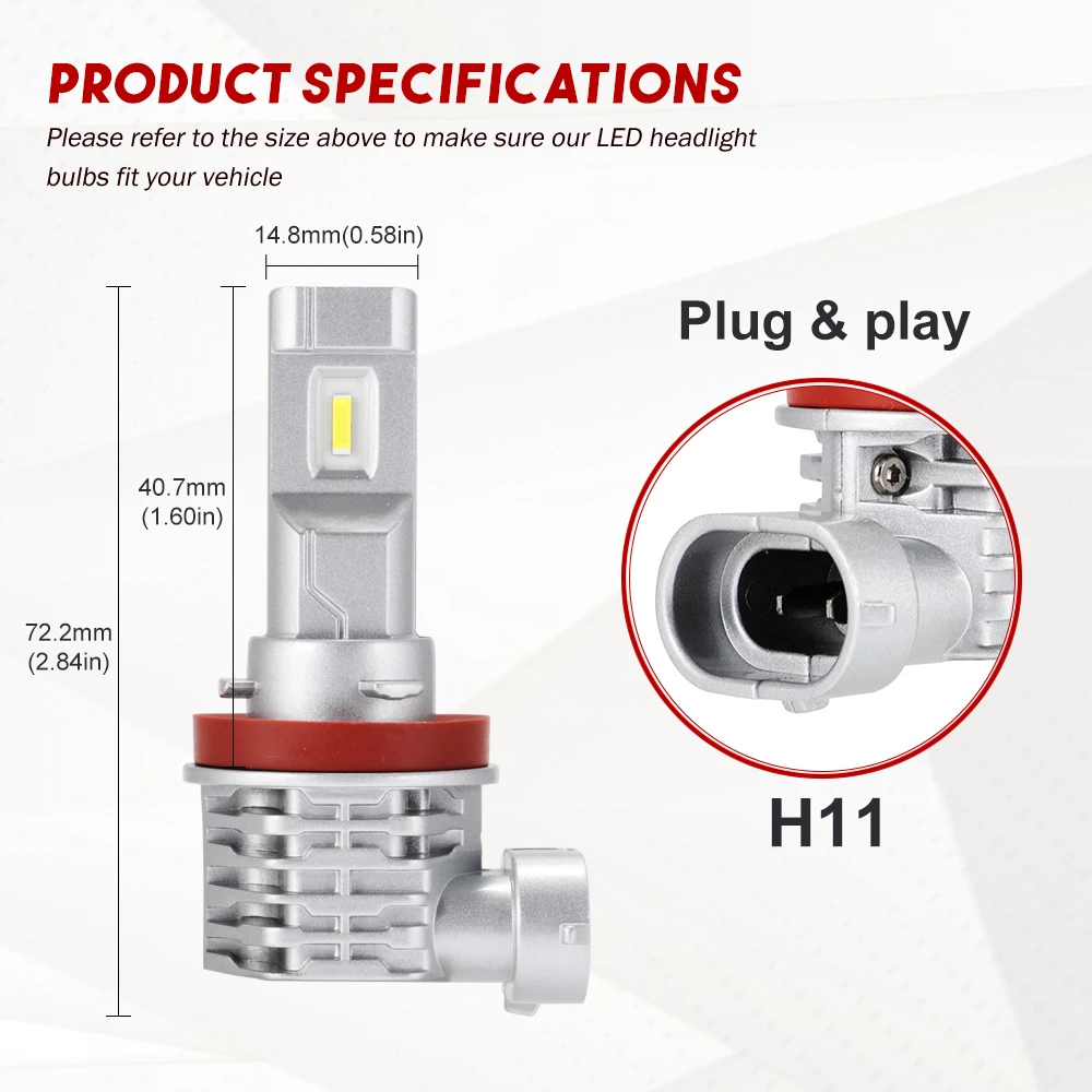 H11 PGJ19 2 Автомобильные фары 6000K 50W 8000LM 9V 32V Светодиодный Противотуманные Blubs фара