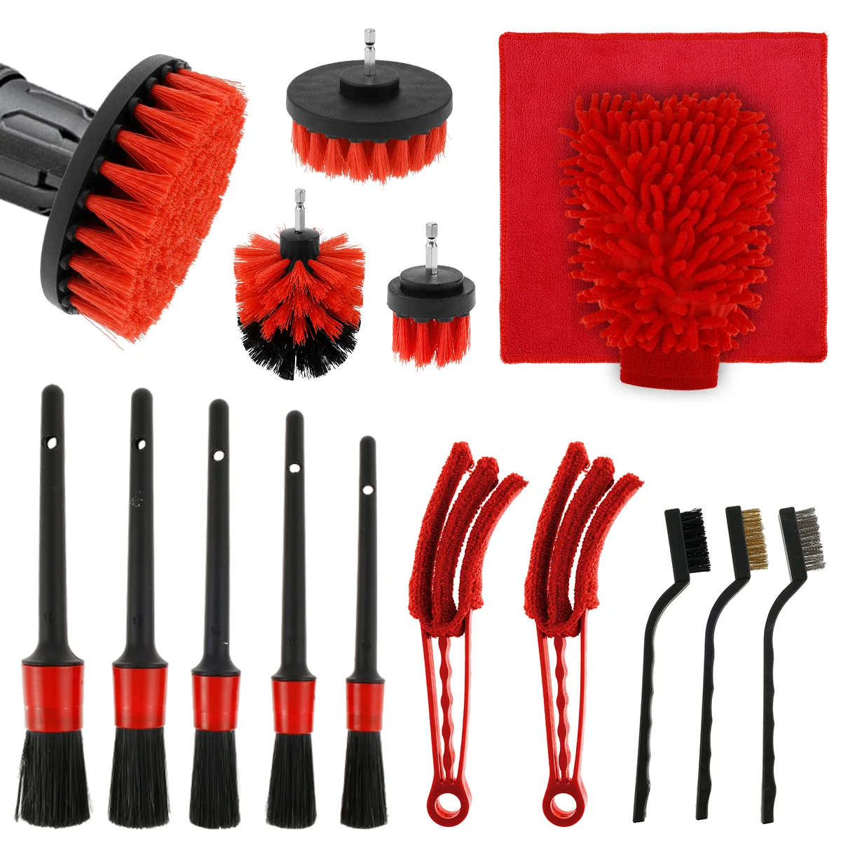 

16pcs Car Detailing Brush Set Auto Cleaning Brushes Car Leather Air Outlet Vents Dashboard Rim Cleaning Brush Dust Clean Tools