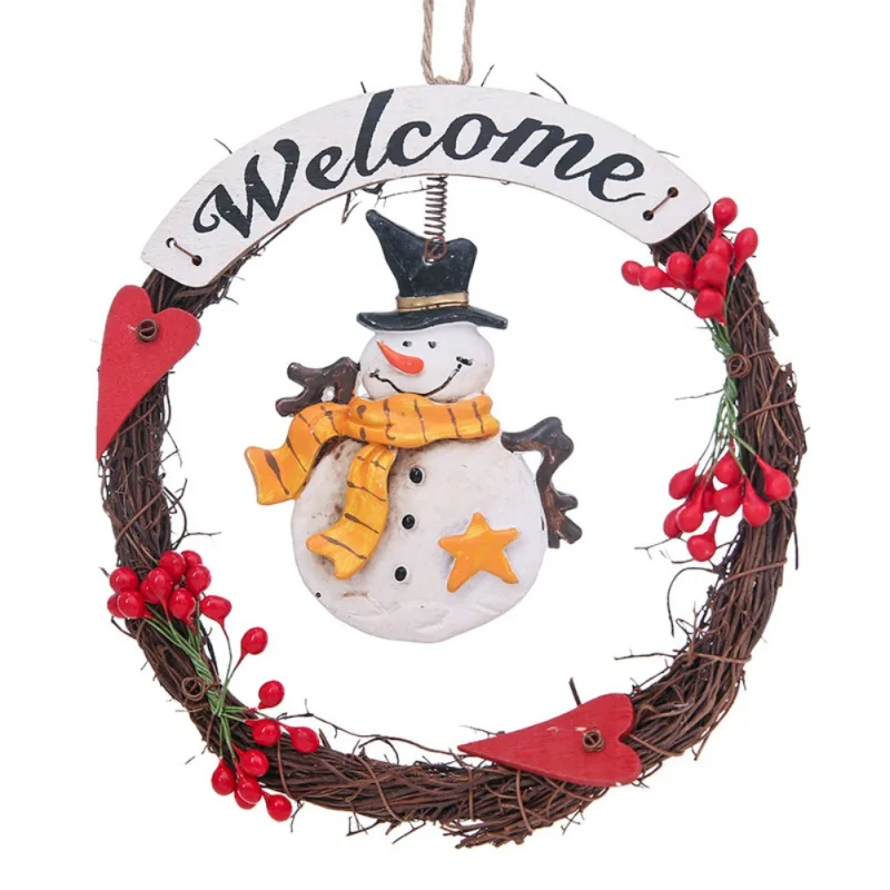 

Welcome Merry Christmas Wreath Hanging Christmas Home Door Window Ornaments Christmas Decoration Xmas Tree Hanging Decor