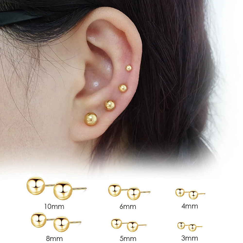 4mm gold ball stud earrings