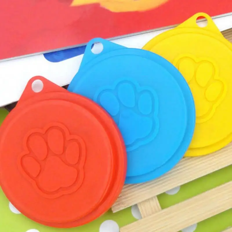 2pcs/set Reusable Pet Food Storage Can Tin Cover Lid Top Cap For Puppy Dog Cat Random Color