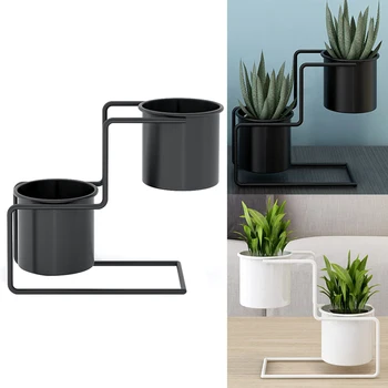 

Nordic Style Simple Desktop Flower Pot Stand Iron Art Double Flower Container Planter Pot Rack Home Wedding Decoration