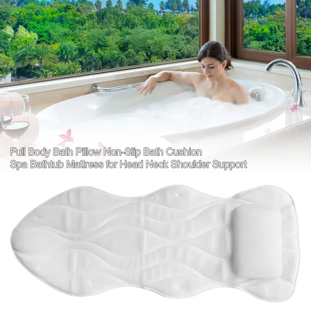 

Large Full Body Bath Pillow Non-Slip PVC Soft Bath Bed Cushion Spa Bathtub Mattress For Head Neck Shoulder Support
