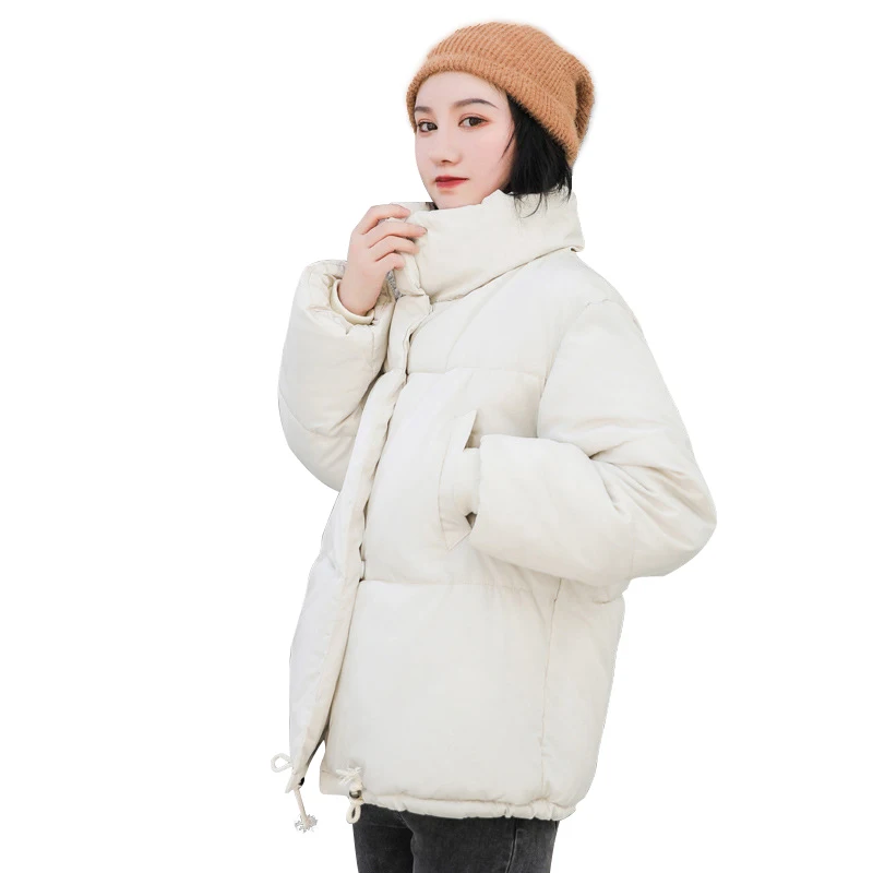 Greatest RICORIT Winter Jacket Women Solid Color Stand Collar Down Coat Loose Parkas Korean Female Oversized