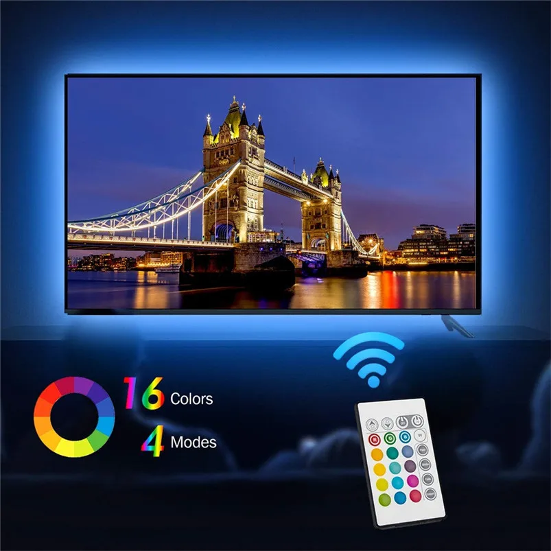 USB Led Strip Rgb Controller Backlight Length 7.87in (2.4M) Suitable for 40-65 feet hd TV 16 Colors Luces Led Decoracion 40SEP034
