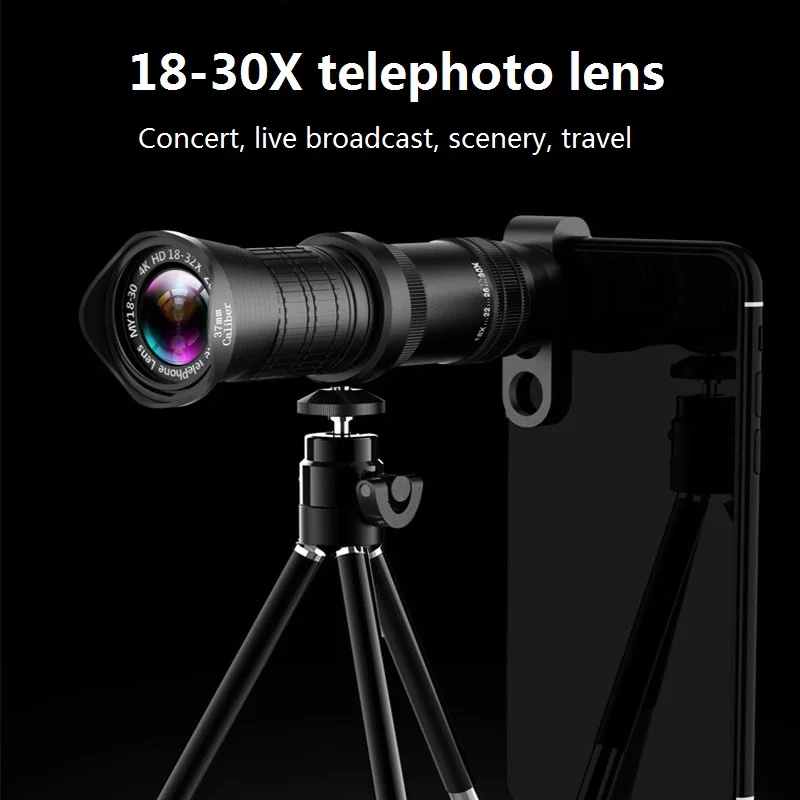 18-30X Zoom Telephoto Lens HD Monocular Telescope Phone Camera Lens for iPhone 11 Xs Max XR X 8 7 Plus Android Smart Phone 18-30X Zoom Telephoto Lens HD Monocular Telescope Phone Camera Lens for iPhone 11 Xs Max XR X 8 7 Plus Android Smart Phone