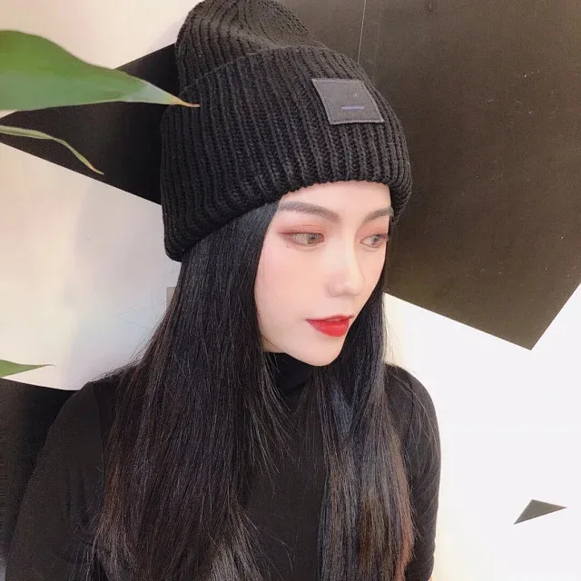 AC Studios Smiling face Beanie Skull Caps knitted Cashmere Eye Warm Couple Lovers Acne Hats Tide Street Hip-hop Wool Cap Adult