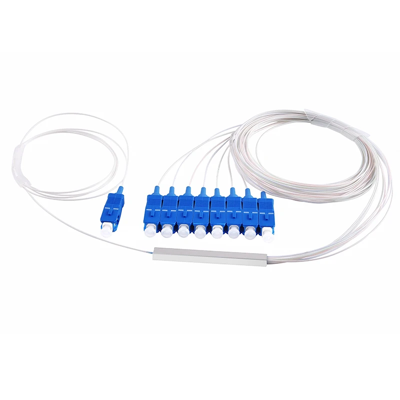 0,9 мм стальной трубчатый волоконно-оптический разветвитель plc 1x8 SC/UPC Mini Blockless 1*8 SC/UPC разъем