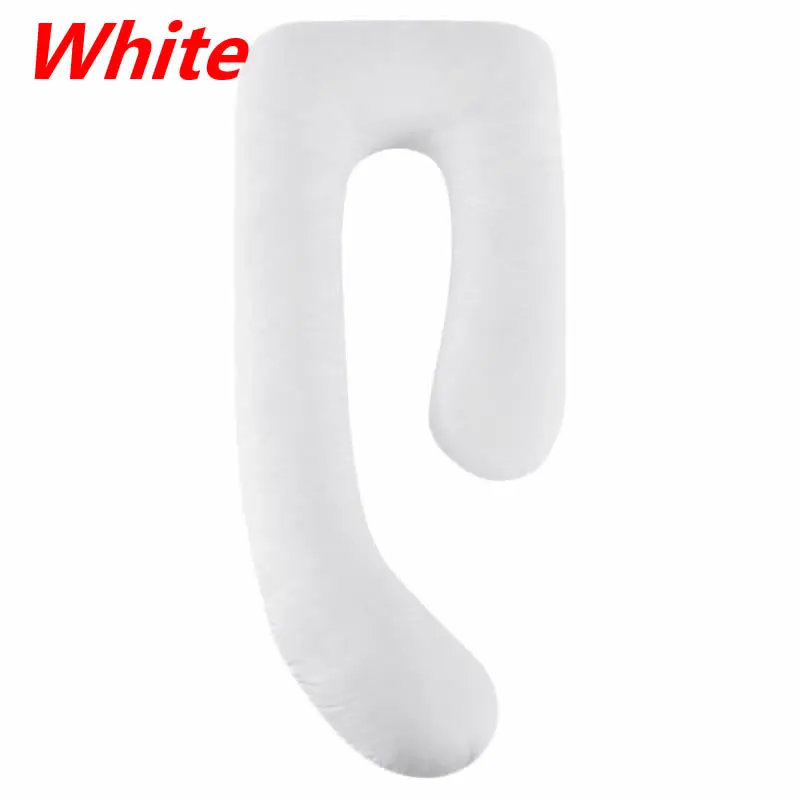 White J-образная Подушка для сна, многофункциональная мягкая подушка, боковое спальное место, съемная моющаяся Подушка для сна для беременных женщин - Цвет: White