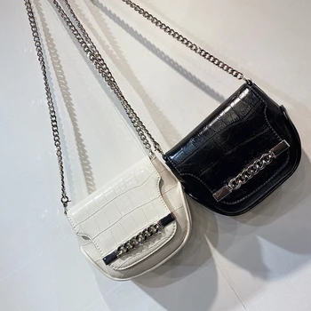 

female Sadddle Patent Leather luxury handbags women Single Stripe Messenger bags designer Cover casual shoulder bag