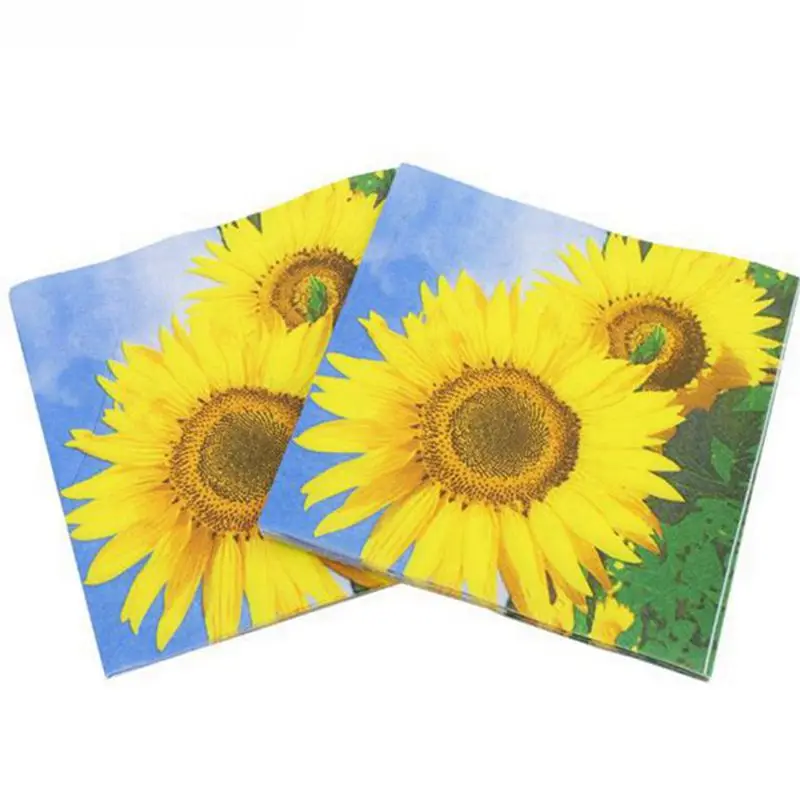 Ynaayu 20pcs/set Sunflower Paper Napkins 33*33cm Party Paper Serviettes