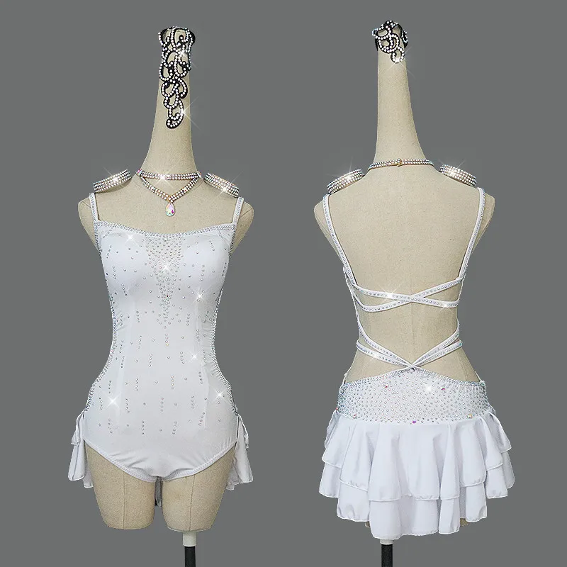 Nieuwe Latin Dance Jurken Voor Vrouwen Melk Zijde Kant Sexy Salsa Fringe Rok Backless Avondjurk Ballroom Concurrentie Kleding Nieuwe Latin Dance Jurken Voor Vrouwen Melk Zijde Kant Sexy Salsa Fringe Rok Backless Avondjurk Ballroom Concurrentie Kleding