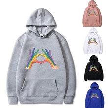 Moda moletom com capuz primavera e outono streetwear manga comprida pulôver fingertip coração impressão hoodies casuais harajuku