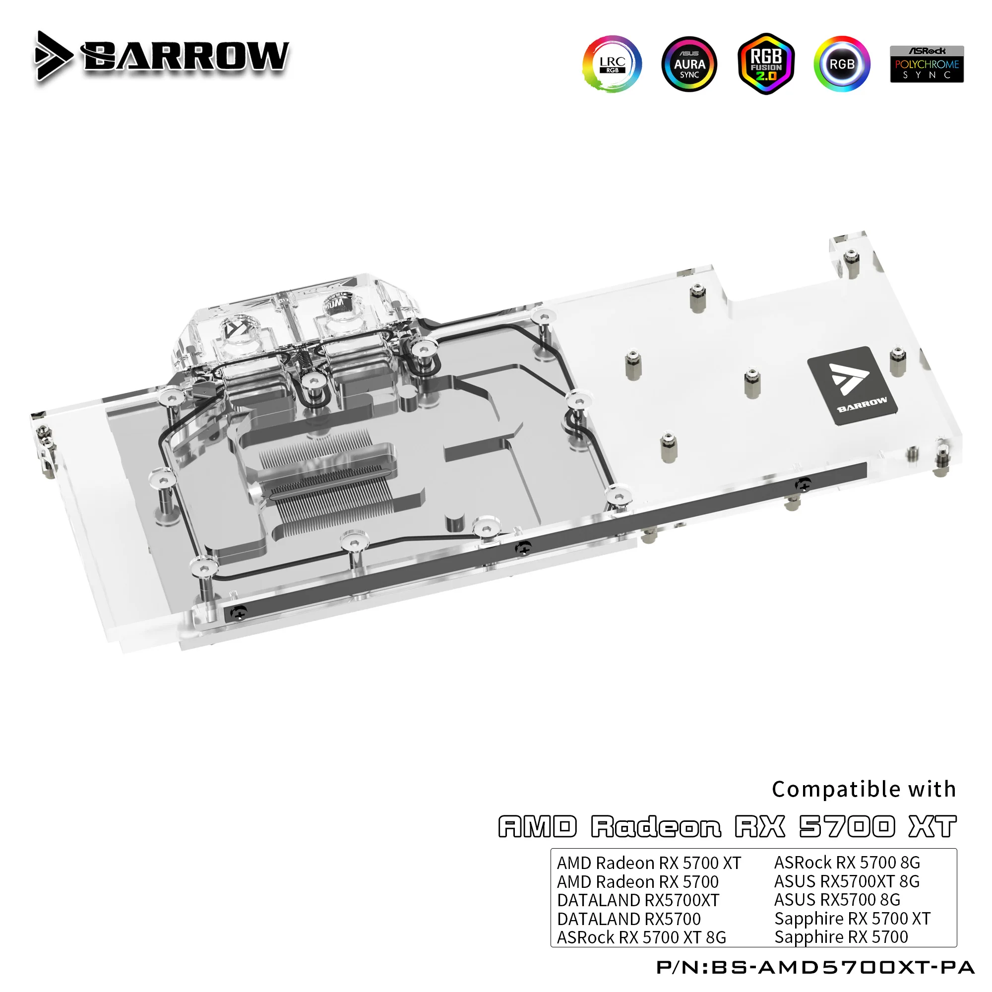 Carrinho de Mão Água de Refrigeração Água para Amd Cooler Vídeo Bloco 5700xt Aurora Lrc2.0 Bs-amd5700xt-pa Gpu pc - Imagem 3