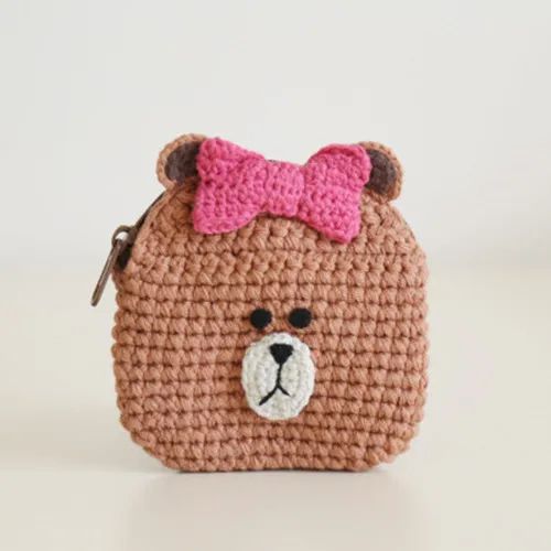 bow bear Детский милый клатч с желтыми яйцами, ручная работа, вязаная маленькая сумка через плечо, креативная вязаная детская сумочка в форме цыпленка - Цвет: bow bear