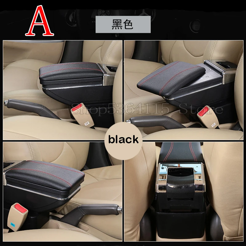 Для Kia Picanto подлокотник коробка центральный магазин содержание коробка для хранения подлокотник коробка с подстаканником пепельница зарядка через usb - Название цвета: A  black