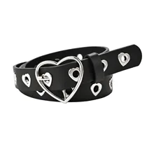 Women Belts Heart Shape Pin Buckle Belt Fashion Adjustable Hole Waistband for Dress Jeans