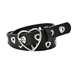 Women Belts Heart Shape Pin Buckle Belt Fashion Adjustable Hole Waistband for Dress Jeans