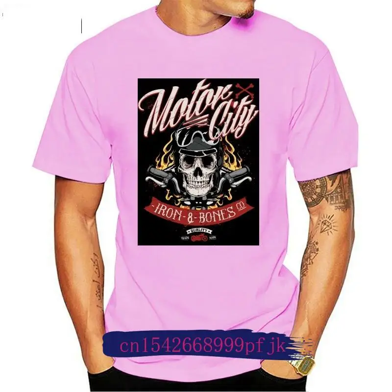 New 2021 Summer Tee shirt T-SHIRT MOTOR CITY SKULL MOTOCROS MOTORCYCLE BIKER BIKES RACE 100% BLACK COTTON Custom T-shirt | Мужская