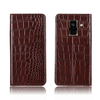 

Crocodile pattern genuine leather card slot holder case for Samsung Galaxy A8 Plus 2018/Galaxy A8 2018 holster cover case coque