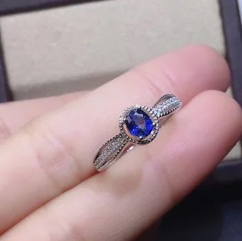

925 Sterling Silver 100% Natural And Real Sapphire Gemstone Wedding Engagement Rings for Women Fine Jewelry Gift Wholesale