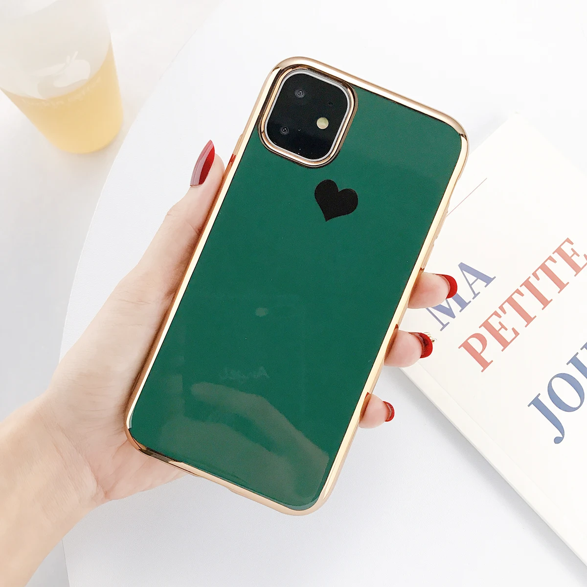 Lovebay, сплошной цвет, лазерное сердце, чехлы для телефонов iPhone 11, 11Pro, XS Max 6, 6 S, 7, 8 Plus, X, XR, мягкий, симпатичный, из ТПУ, задняя крышка, чехол, подарки - Цвет: Dark Green