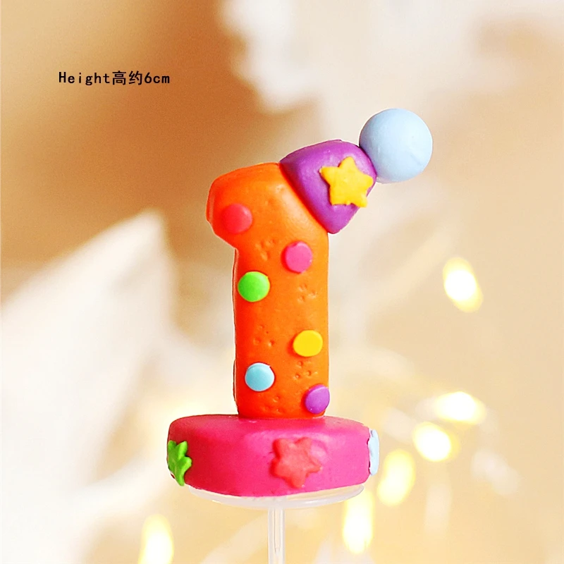 Train Bear Rabbit Circus Clown Lion Cake Toppers Elephant Birthday Party Supplies Straw Bow Kid Baking Supplies Love Gifts - Цвет: Number 1