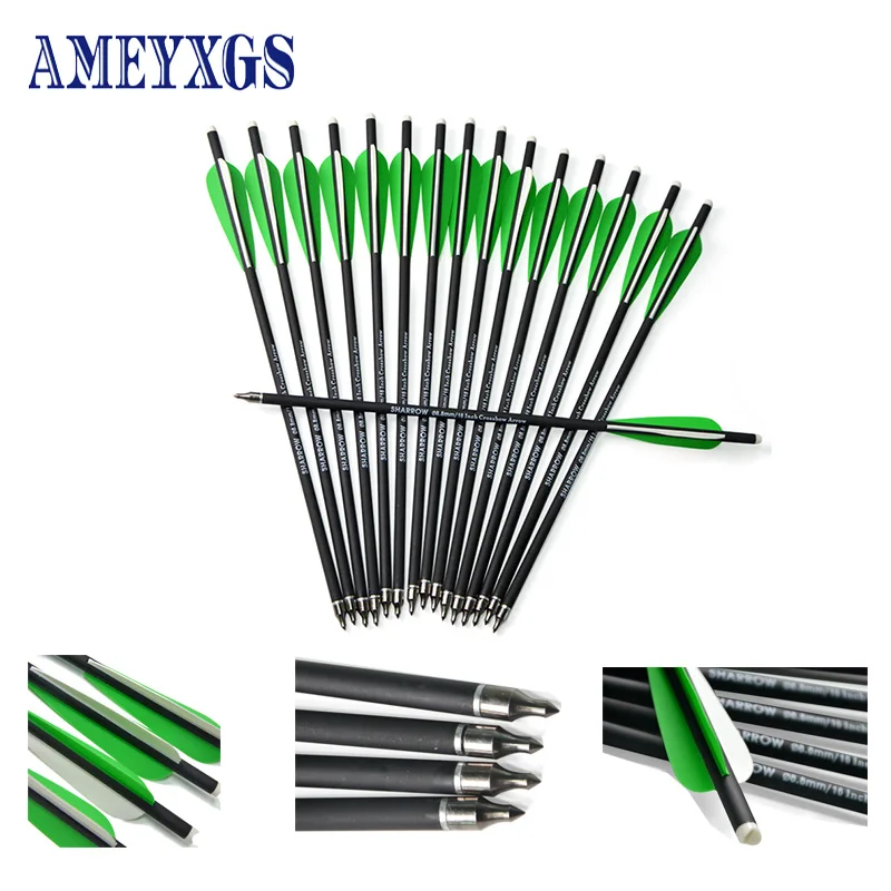 

6pcs Archery16 Inch Short Arrow Mixed Carbon Crescent Tail Arrow Can Be Unscrewed Hunting Shooting Training Accessories Camping