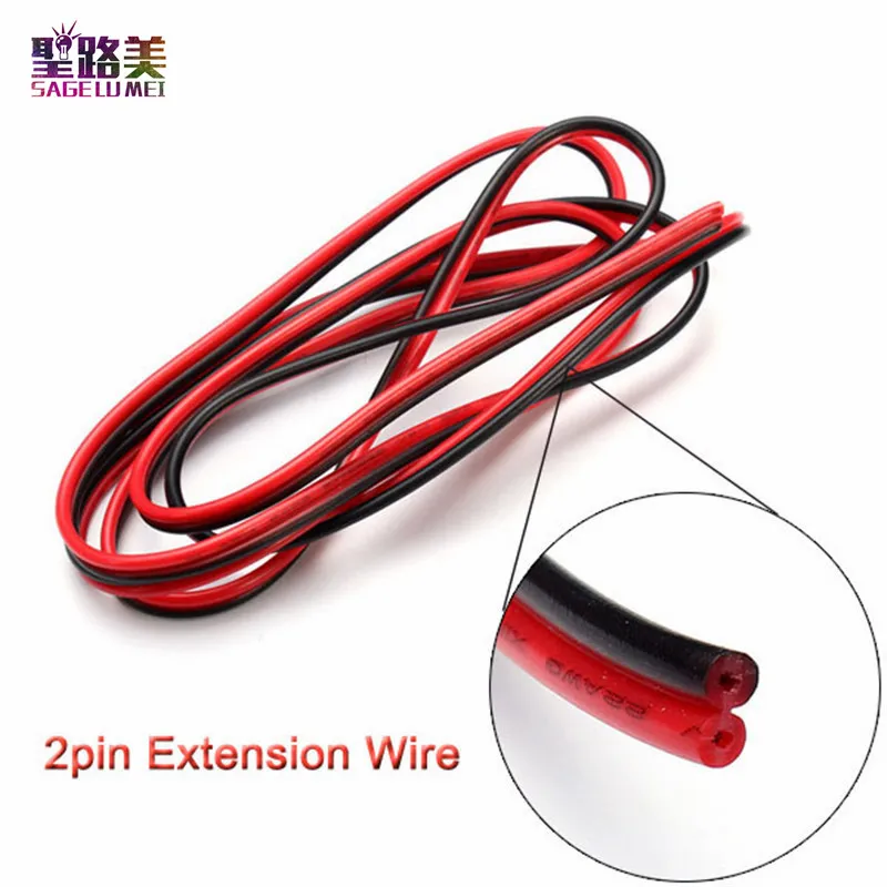 Бесплатная доставка 10 м/20 м/лот 22awg 2pin Удлинительный провод 5050 3528 2835 Светодиодная