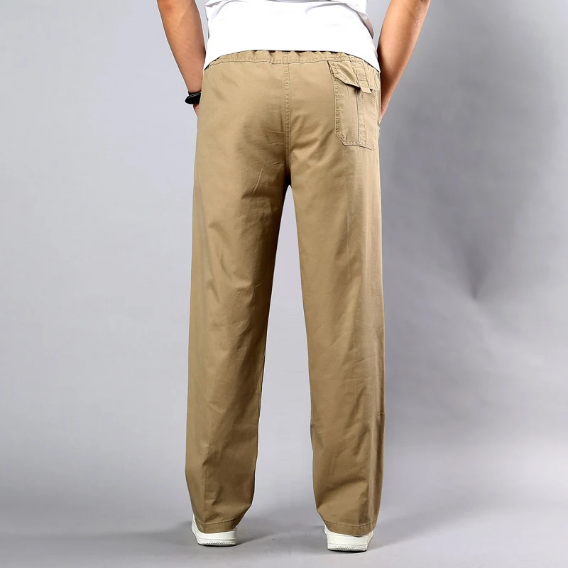 Лето-осень Для мужчин брюки Повседневное хлопковые длинные штаны прямые джоггеры Homme большой Размеры 5XL Бизнес рабочие дышащие брюки Для мужчин