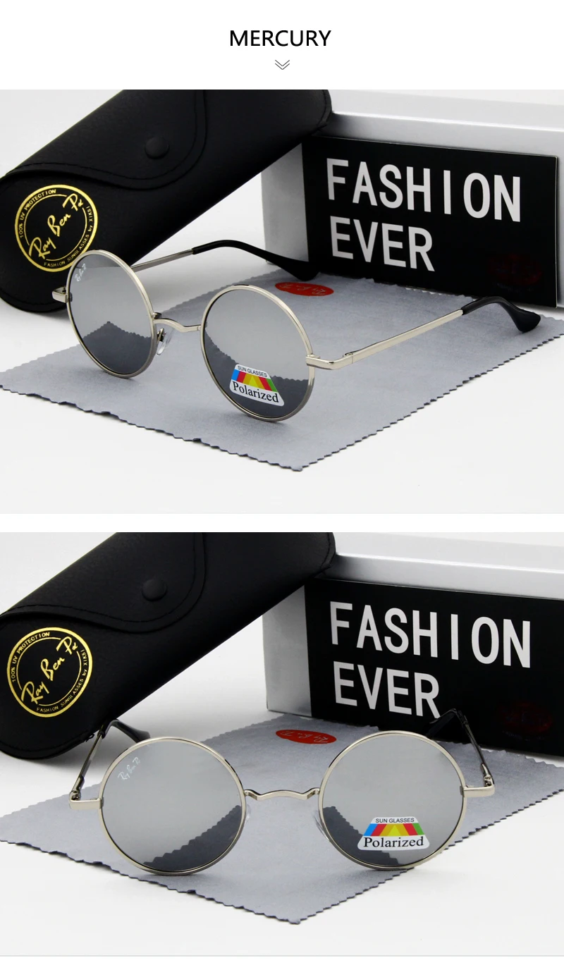 Round Sunglasses Fashion Oval Polarized Circular glasses Men Brand Designer Male Sun Glasses Black Frame UV400 Perform