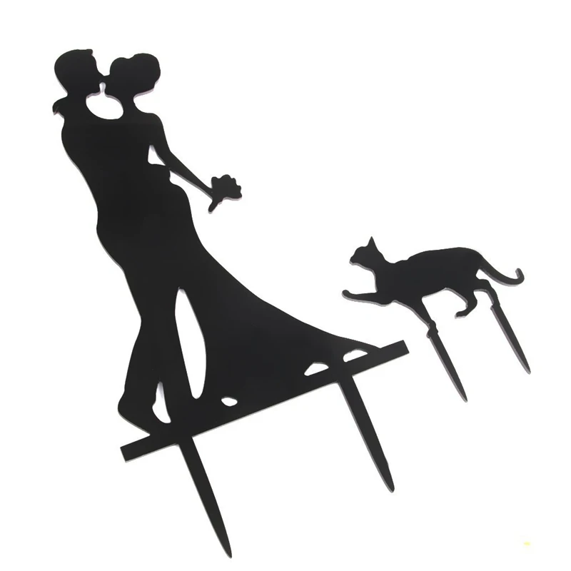 Wedding Cake Topper Cake Decorations Engagement Bride& Groom with Cat Acrylic Cake cover