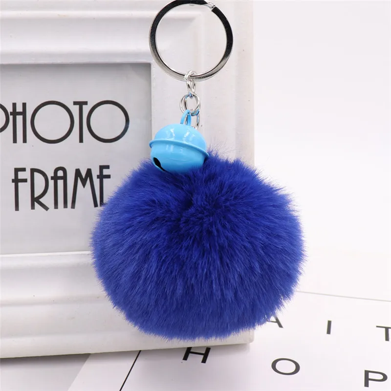 

Sitaicery Simple Key Chain Fur Ball Pompon Keychain Pompom Bell Rabbit Fur Animal Keychains For Woman Car Bag KeyRing Trinket
