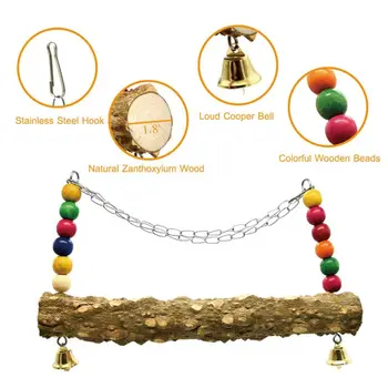 

Pet Parrot Wooden Swing Chicken Hens Bird Macaw Stand Perch Training Entertainment Pet Chewing Supplies