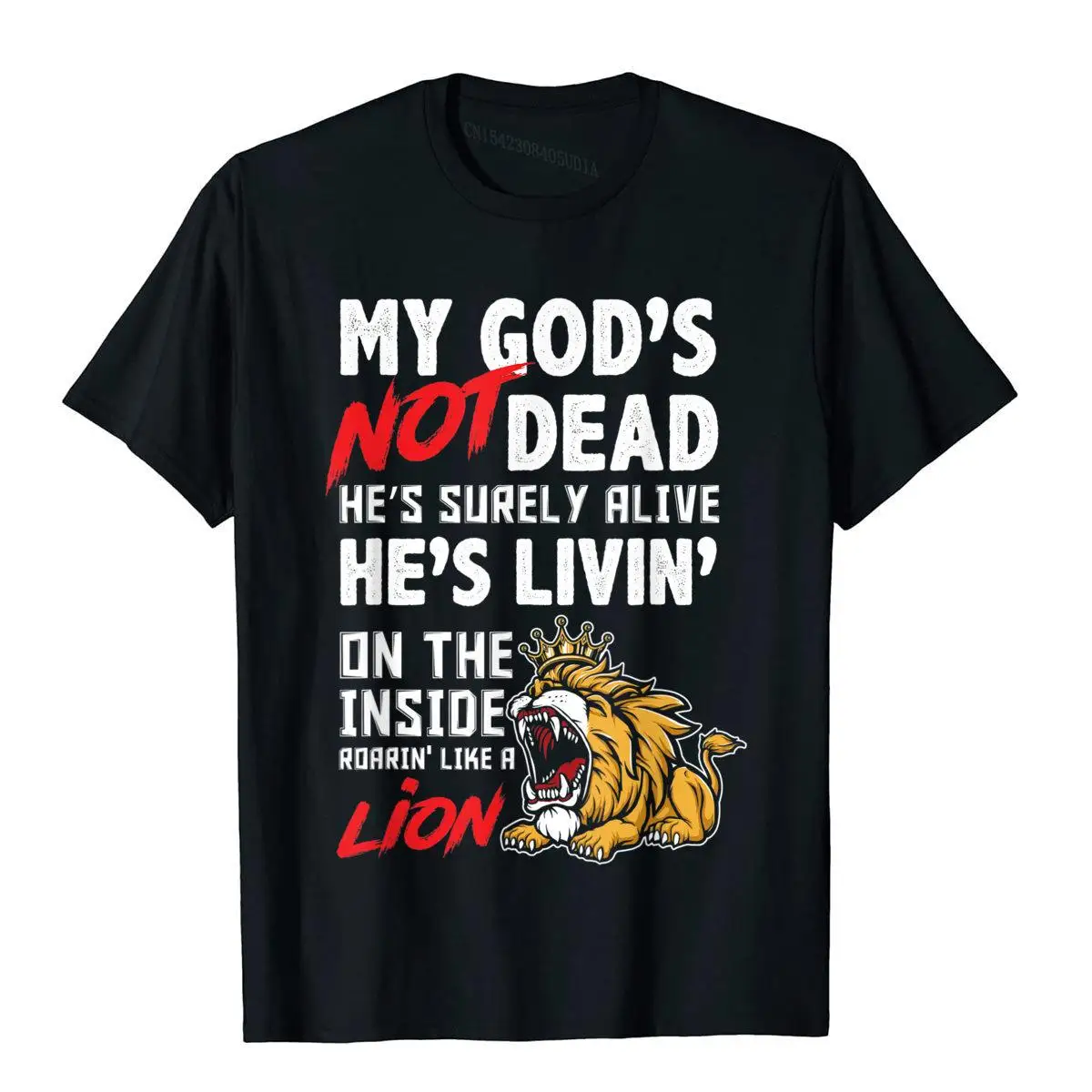 My God is Not Dead Lion Jesus Christ Christian Faith T-Shirt__97A3449black