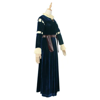 

Brave Merida Princess Cosplay Woman Blue Outfit Top Dress Belt Quiver 4Pcs Set Halloween Cosplay Costumes Carnival Disguisement