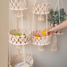 

Fruit Basket Breathable Saving Space Cotton Flower Pot Hanging Fruit Basket for Bedroom Organizer Basket Shelf Racks