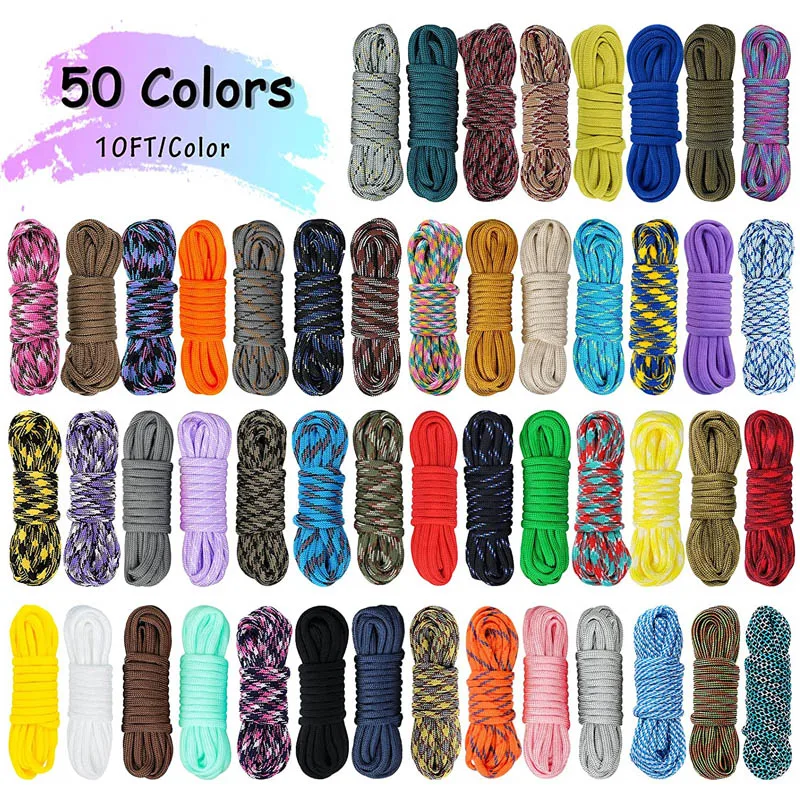 WEREWOLVES  50 Colors Paracord Combo Kit with Paracord Instruction - Multifunction Parachute Cord DIY Weaving Craft Tool Kit 3
