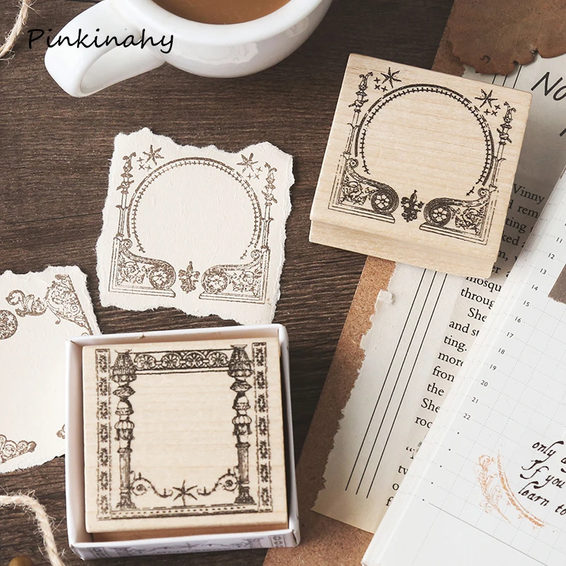 

Retro Rococo Series European frame Wood Stamp Planner Wooden Rubber Stamp Diy Scrapbooking Cards Decoration Embossing