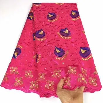 

Latest African Women's Cotton Cloth Fashion Swiss Voile Lace Fabric For Party Dress YCH54(5Yards/Lot)Multi Color