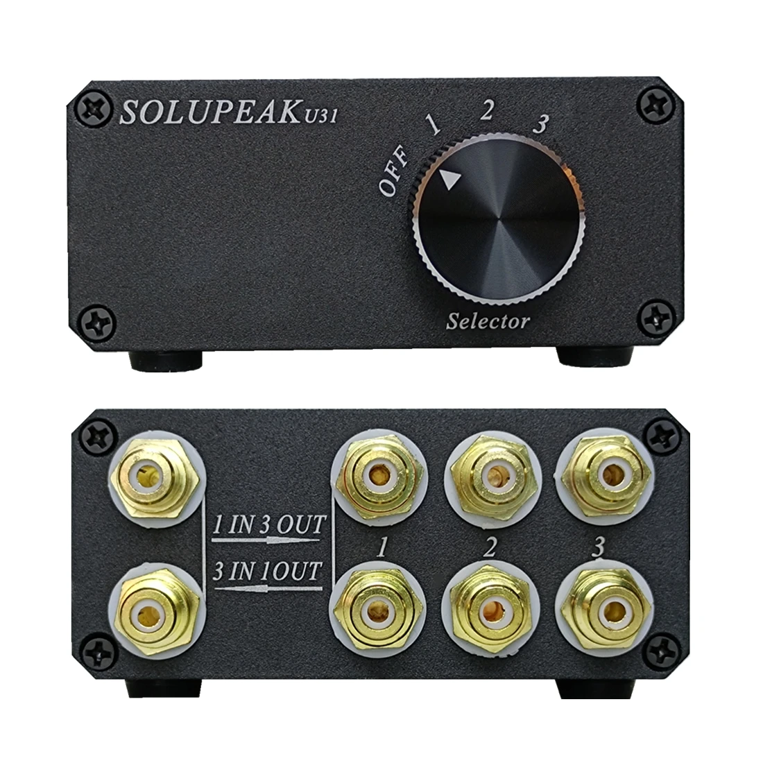 SOLUPEAK U31 1(3) IN 3(1) ways OUT RCA stereo audio Source signal switcher switch selector splitter schalter Distributor box